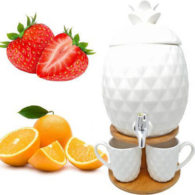 6Pc Pineapple Dispenser Drink Water Cocktail Tap Juice Punch Party Glass Mug Jar