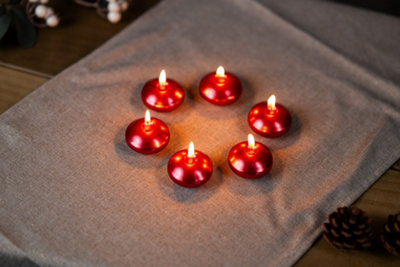 6pc Red Floating Tealight Candles - 3