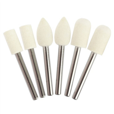 6pc Rotary Tool Felt Polishing Points Cone Point + Cylindrical Shaped 3.17 Mandrel