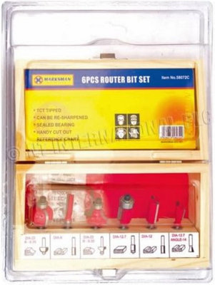 6pc Router Bit Set Laminator Timber Kitchen Wood Worktop Wooden Box Case Tct Diy