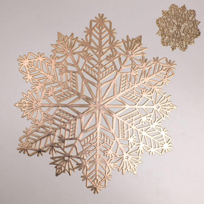 6pc Snowflake Placemats & Coaster Set - Gold