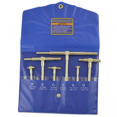 6pc Telescoping Gauge Stainless Steel Depth Bore Hole Cylinder 5/16in