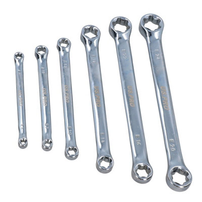 6pc Torx E Spanner Wrench Star Double Ended Box E6 - E24 12 Sizes Set