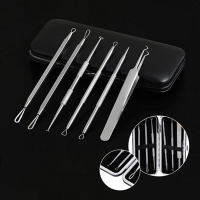 6pcs Blackhead Remover Pimple Extractor Tweezer Set