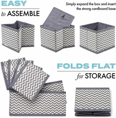 6Pcs Large Foldable Canvas Storage Boxes Folding Fabric Clothes Baskets