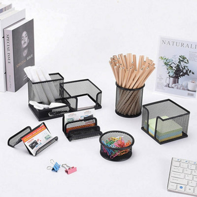 6Pcs Office Metal Desktop Organizers Multi-Functional Pen Holder Set, Black Price Comparisons | Compare The Build