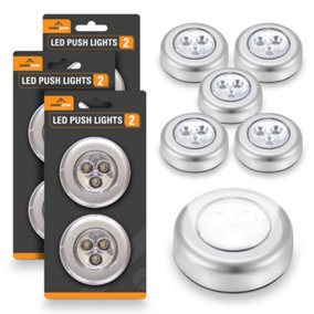 6pk Push LED Lights, Battery Powered Under Cupboard Kitchen Lights, LED Lights Small Stick On Lights, Battery LED Lights