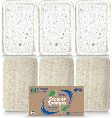 6pk Scour Sponges, Cellulose Dishwashing Sponges with Scouring Side ...