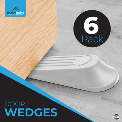 6pk White Door Wedge Rubber Door Stop - Door Stoppers for Floor - Door Wedges Heavy Duty - Door Stops Ideal for Home, Office