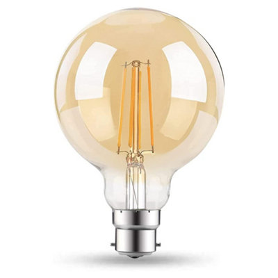 6W B22 Glass LED Light Bulb, 2200K