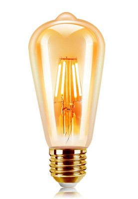 6W Filament Light Bulb E27 Base, 2200K