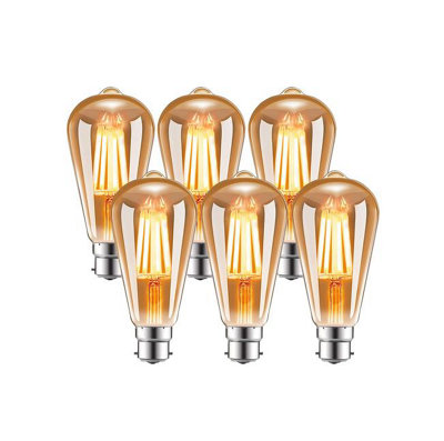 6W LED Filament Light Bulb B22 Base, 2200K