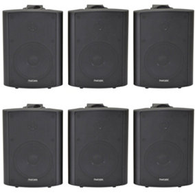 6x 120W Black Wall Mounted Stereo Speakers 6.5" 8Ohm Premium Home Audio Music