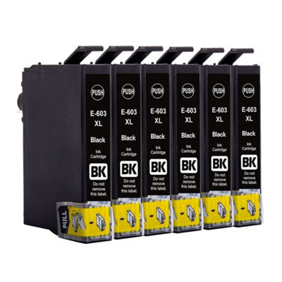 6x 603XL Black Compatible Ink Cartridges
