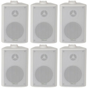 6x 60W 2 Way White Wall Mounted Stereo Speakers 3" 8Ohm Mini Background Music