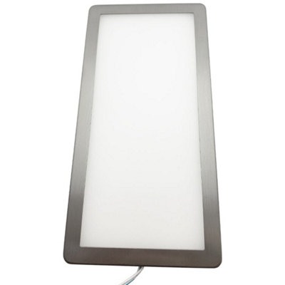 6x BRUSHED NICKEL Ultra-Slim Rectangle Under Cabinet Kitchen Light & Driver Kit - Warm White Diffused LED