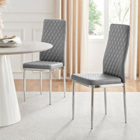 6x Elephant Grey Faux Leather Milan Dining Chairs