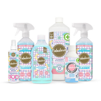 6X Fabulosa Baby Powder Cleaning Bundle Laundry Multipurpose & Spray Wear Spray