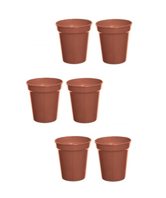 6X Large Plastic Plant Pot 17.8cm 7 Inch Cultivation Pot Terracotta Colour
