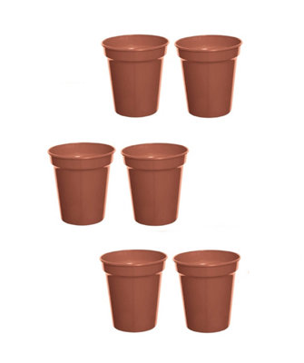 6x Large Plastic Plant Pot 20cm 8 Inch Cultivation Pot Terracotta Colour