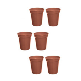 6x Large Plastic Plant Pot 20cm 8 Inch Cultivation Pot Terracotta Colour