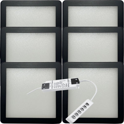 6x MATT BLACK Ultra-Slim Square Under Cabinet Kitchen Light & Driver ...