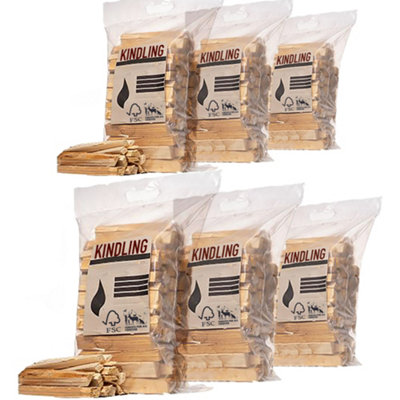 6x Pack (3kg) Kindling Hot Wood for Kiln Dried Fire Twig Logs 18kg for Stoves, Log Burners & Fireplaces, BBQ Firelighter & Camping