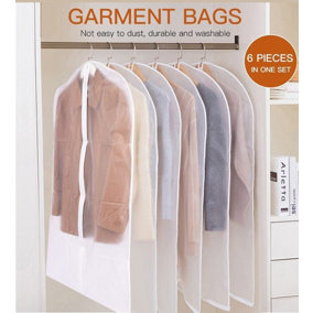 6x Polythene Clear Garment Covers Dress Suit Coat Protector Dustproof Zip Bag UK