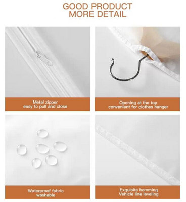 6x Polythene Clear Garment Covers Dress Suit Coat Protector Dustproof Zip Bag UK