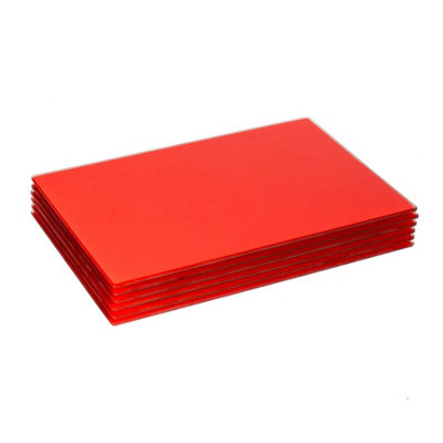 6x Red 30cm x 20cm Glass Placemats Small Heat Resistant Kitchen