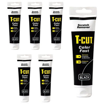 6x T-Cut Colour Fast Black Car Wax Polish Scratch Remover Enhancer 150g Tube
