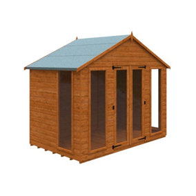 6x10 Contemporary Summerhouse 12mm Shed - L175 x W295 x H257.7 cm - Solid Wood/Softwood/Pine - Burnt Orange