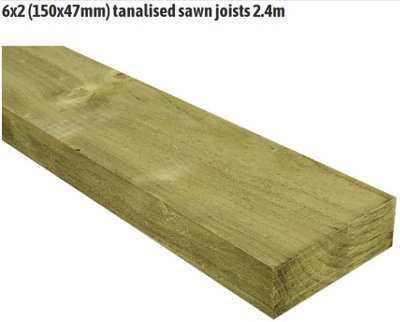 6x2 Treated Joists (150x47mm x 2.4m long) pack of 4 (FREE DELIVERY)