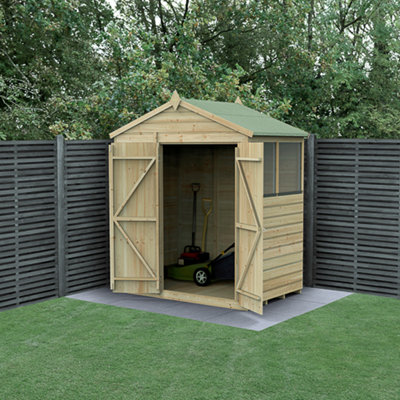6x4 Apex Beckwood Shed 25yr Guarantee Shiplap Pressure Treated   - 2 Windows