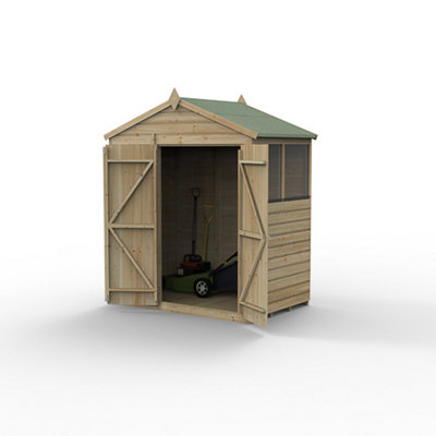 6x4 Apex Beckwood Shed 25yr Guarantee Shiplap Pressure Treated   - 2 Windows