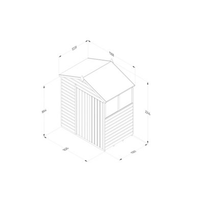 6x4 Apex Beckwood Shed 25yr Guarantee Shiplap Pressure Treated   - 2 Windows