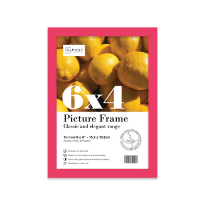 6x4 Bright Pink Picture Frame (15.2 x 10.2cm) Poster, Photo, Artwork, Gallery Wall or Print