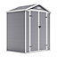 6x4 ft Apex Plastic Garden Storage Shed Double Door with Floor and Window,Grey