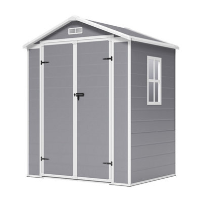 6x4 ft Apex Plastic Garden Storage Shed Double Door with Floor and ...