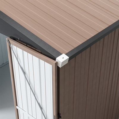 6x4 ft Apex Roof Metal Shed Garden Storage Shed Tool House with Lockable Double Door