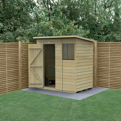 6x4 Pent Shed Beckwood Shed 25yr Guarantee Shiplap Pressure Treated - 1 Window