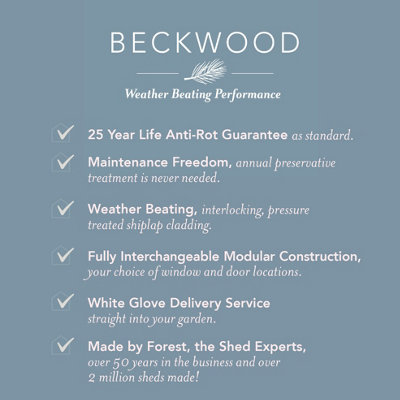 6x4 Pent Shed Beckwood Shed 25yr Guarantee Shiplap Pressure Treated - 1 Window