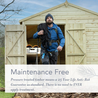 6x4 Pent Shed Beckwood Shed 25yr Guarantee Shiplap Pressure Treated - 1 Window