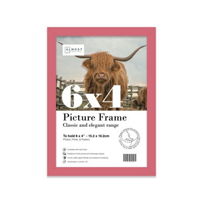 6x4 Pink Picture Frame (15.2 x 10.2cm) Poster, Photo, Artwork, Gallery Wall or Print