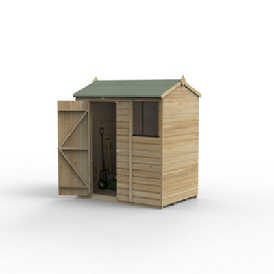 6x4 Reverse Apex Shed Beckwood 25yr Guarantee Shiplap Pressure Treated  - 1 Window