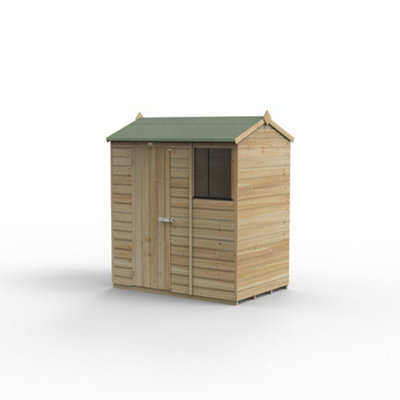 6x4 Reverse Apex Shed Beckwood 25yr Guarantee Shiplap Pressure Treated  - 1 Window