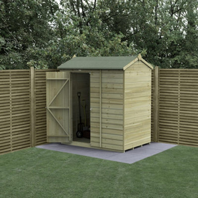 6x4 Reverse Apex Shed Beckwood 25yr Guarantee Shiplap Pressure Treated d - No Windows - Base Included