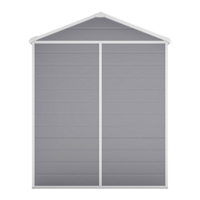 6X4FT Garden Plastic Storage Shed Black Roof with Lockable Door and Floor