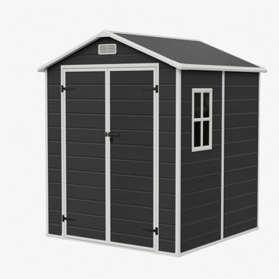 6x6 ft Outdoor Storage Shed Garden Plastic Shed, Black