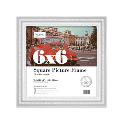 6x6 White Ornate Picture Frame (15.2 x 15.2cm) Poster, Photo, Artwork, Gallery Wall or Print